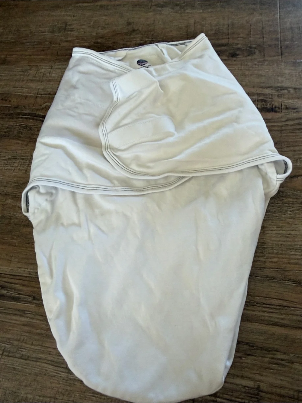 Nested Bean White & Gray Baby Swaddle with Embroidered Face